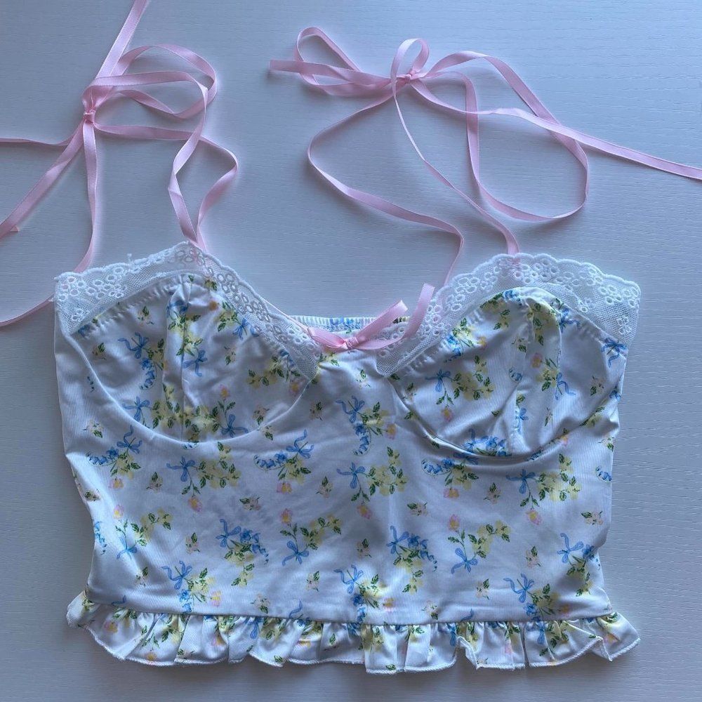 Fairy Core Floral Ruffle Cami